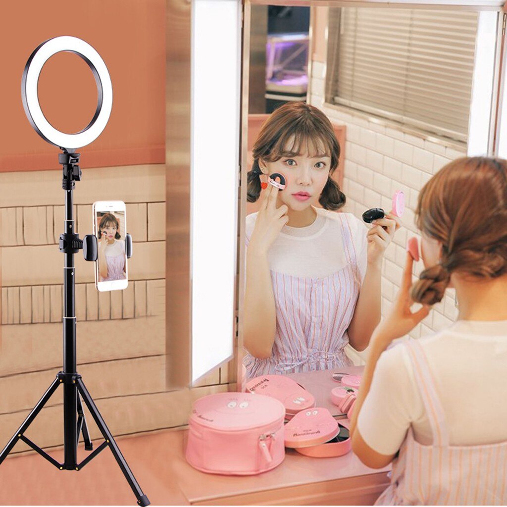 8” Selfie Ring Light With Tripod Stand & Wireless Remote LED Dimmable Lightning