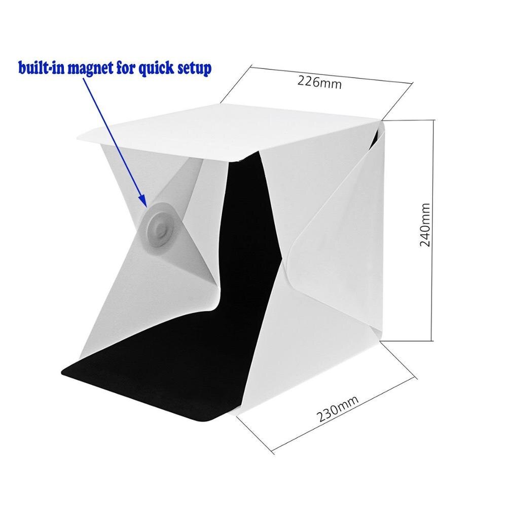 24cmPortable Mini Folding Leuchtkasten Fotografie Studio Softbox LED Licht Raum Weichen Box Kamera Foto Hintergrund Box Licht Zelt Kit