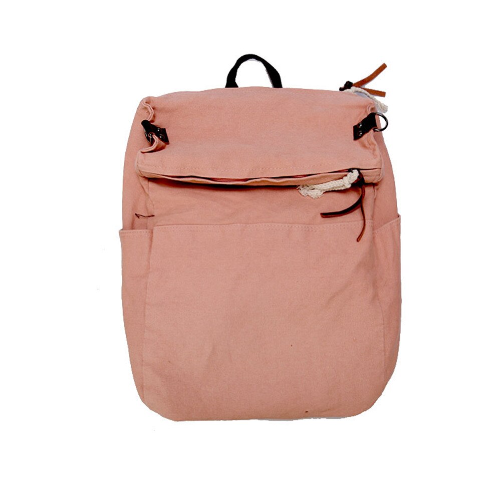 Mochila de viaje de gran capacidad de Color sólido, mochila de lona para ordenador portátil, mochila para mujer, mochila escolar para adolescentes, bolsa de hombro de viaje diario: Rosa