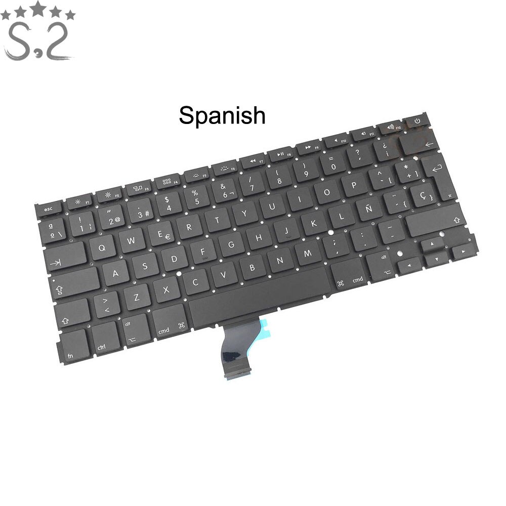 Keyboards For Macbook Pro Retina 13" A1502 Keyboard Replacement French/German/Italian/Koran/Russian/Spanish/UK/US/Arabic/Turkish: Spanish