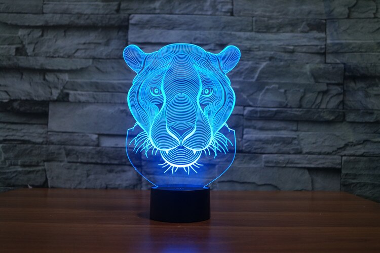 Lion&#39;s Head Model 3D LED Light Hologram Illusions 7 Colors Change Decor Lamp Best Night Light for Home Deco 3220