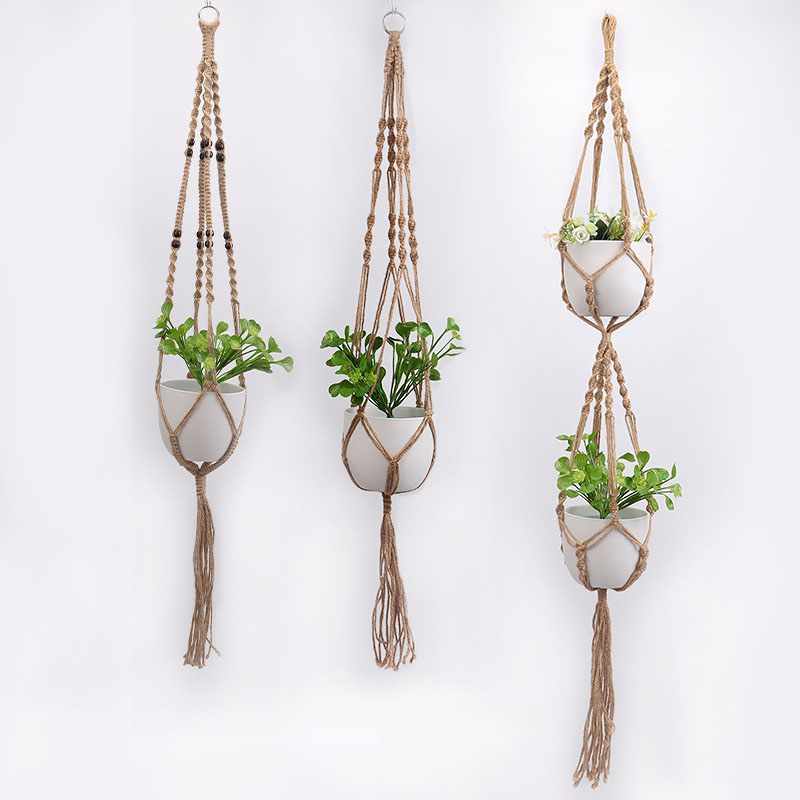 Pot Hanging Hemp Rope Macrame Plant Hanger Holder Flower Pot Hanging Basket Home Vertical Garden Decoration
