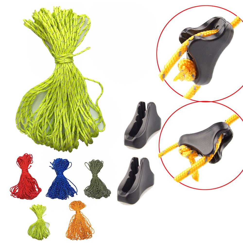 Reflecterende Paracord Tent Cord Touw Camping Luifel Touw Runner Guy Lijn Tent Fastener Wind Touw Gesp Driehoek Sluiting Stopper
