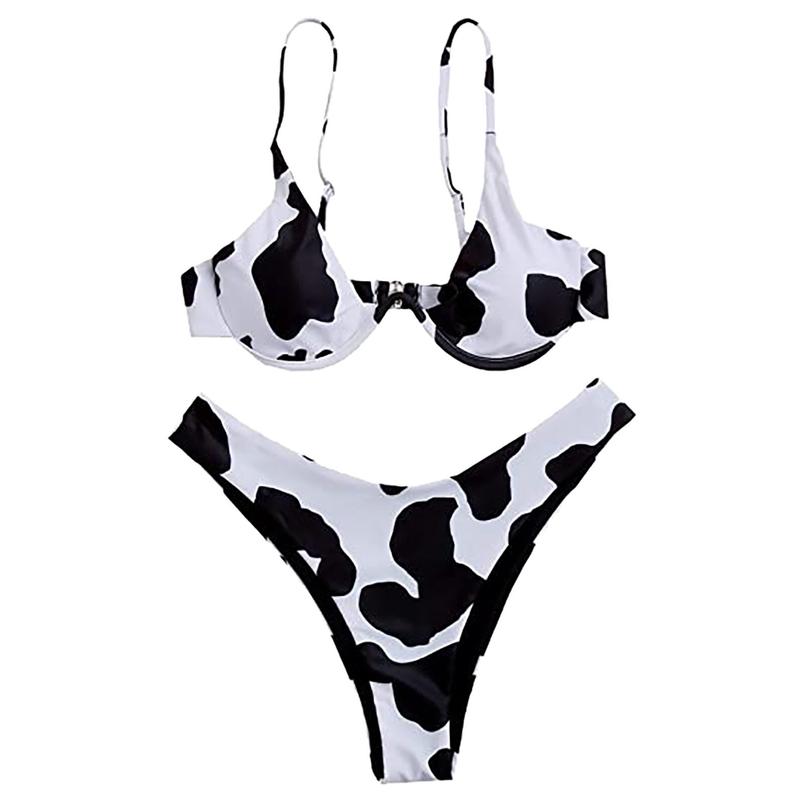 Zwempak Vrouwen Bikini Set Hoge Borst Contrast Koe Print Tube Top Split Badeanzug Set Badpak Lady Roupa De Banho # T4G