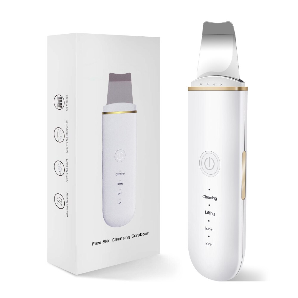Xiaomi Ultrasonic Skin Scrubber Vibration Face Spatula Blackhead Remover Shovel Clean Cavitation Peeling Facial Lifting: White with box