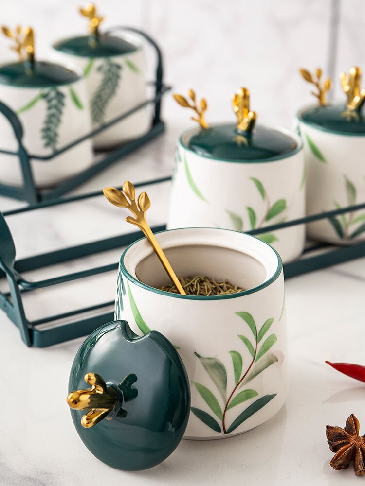 Japanse keramische kruidenpot (set van 3 stuks) zout suiker peper kruidenpot keuken sauspotten rek opbergfles organizer doos