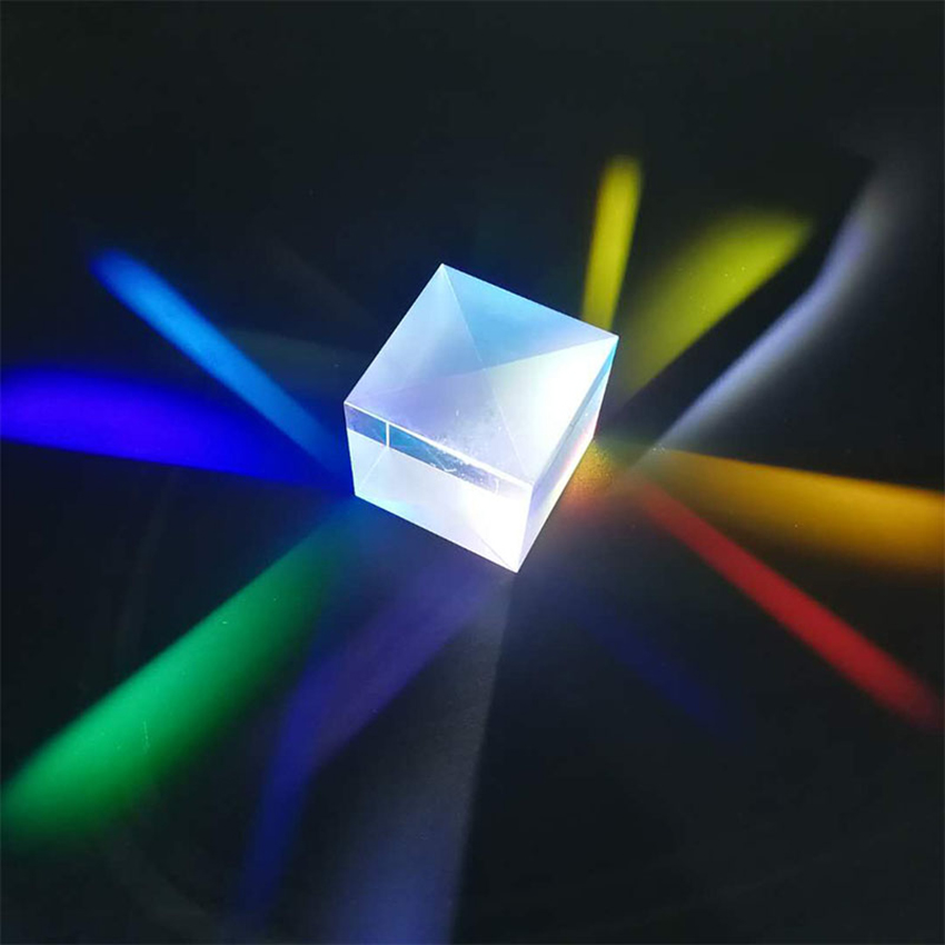 Luz prismática brillante de seis caras de 15x15mm, combinación de prismas de cubo, viga de colores, divisor, instrumento de experimento óptico, herramienta de enseñanza