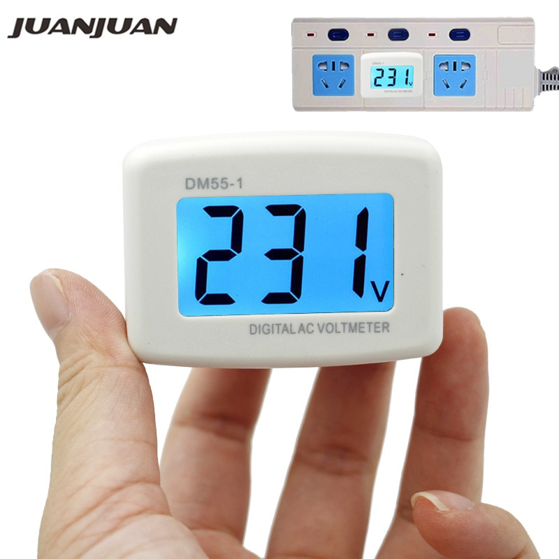 DM55-1 Digital Plug In Voltage Meter EU/US Plug Voltage Tester Wall Flat Voltage Measuring Digital AC 110-220V Voltmeter 20%off