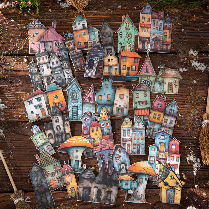 15 unids/pack Vintage INS casa extraña DIY suministros decorativos para álbum de recortes paquete de pegatinas