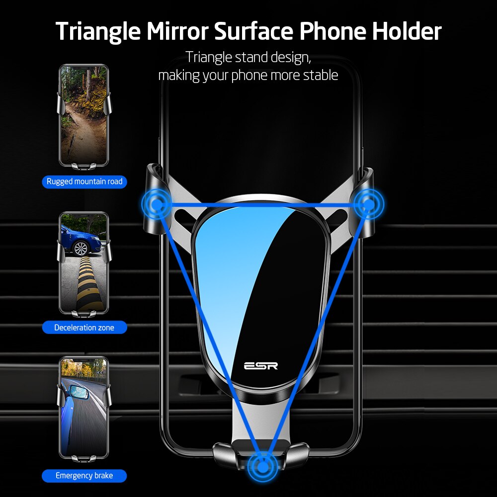 Esr gravity auto telefoonhouder universele mobiele telefoonhouder ondersteuning standaard ventilatierooster gripbeugel auto accessoires interieur montage