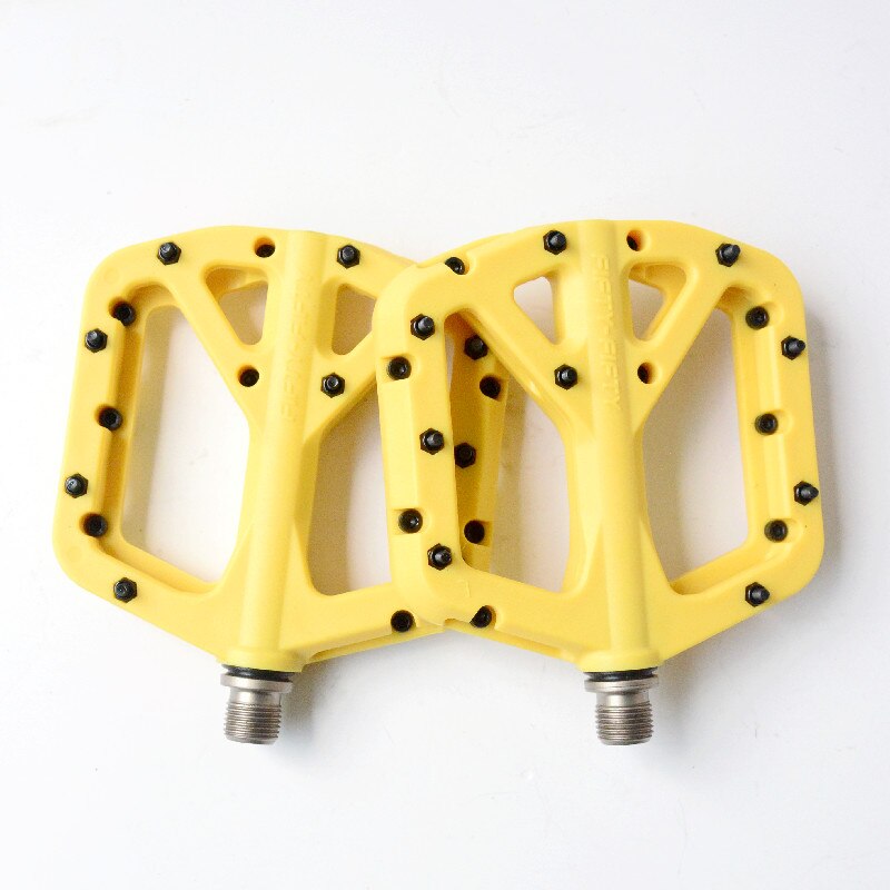 FIFTY-FIFTY Mountain Bike Pedal MTB Bicycle Flat Pedal non-slip nylon ultra light flat pedals: Yellow