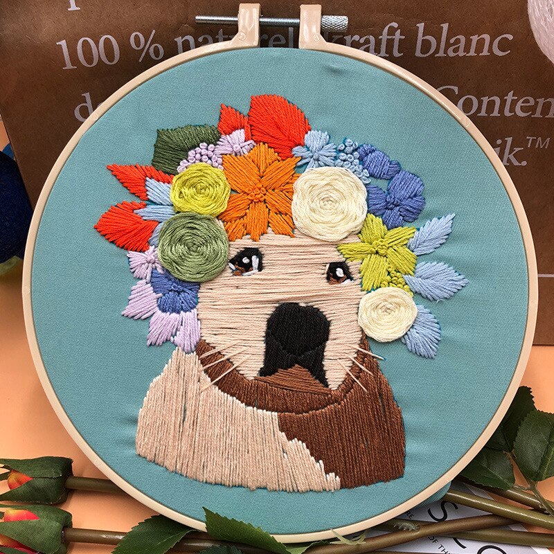 Tecknade hundar mönster diy broderi material paket korsstygssatser 3d broderverktyg nybörjare bordado dekor målningar: 1