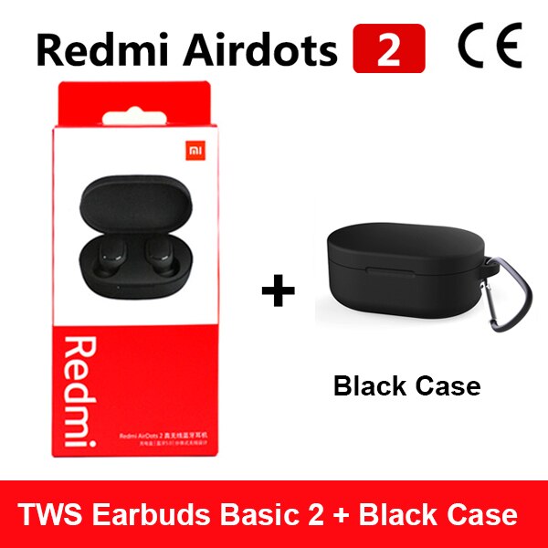 Original Xiaomi Redmi Airdots 2 TWS Earphone Wireless bluetooth 5.0 Earphone Stereo Noise Reduction Mic Voice Control Air2 SE: Redmi 2  Black