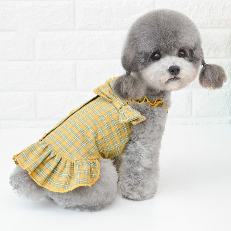 Kleine Hond Meisje Jurk, Leuke Plaid Patroon Vest Lente Zomer Jarretel Rok Kleding Kleding Voor Pet Puppy Kleine Hond