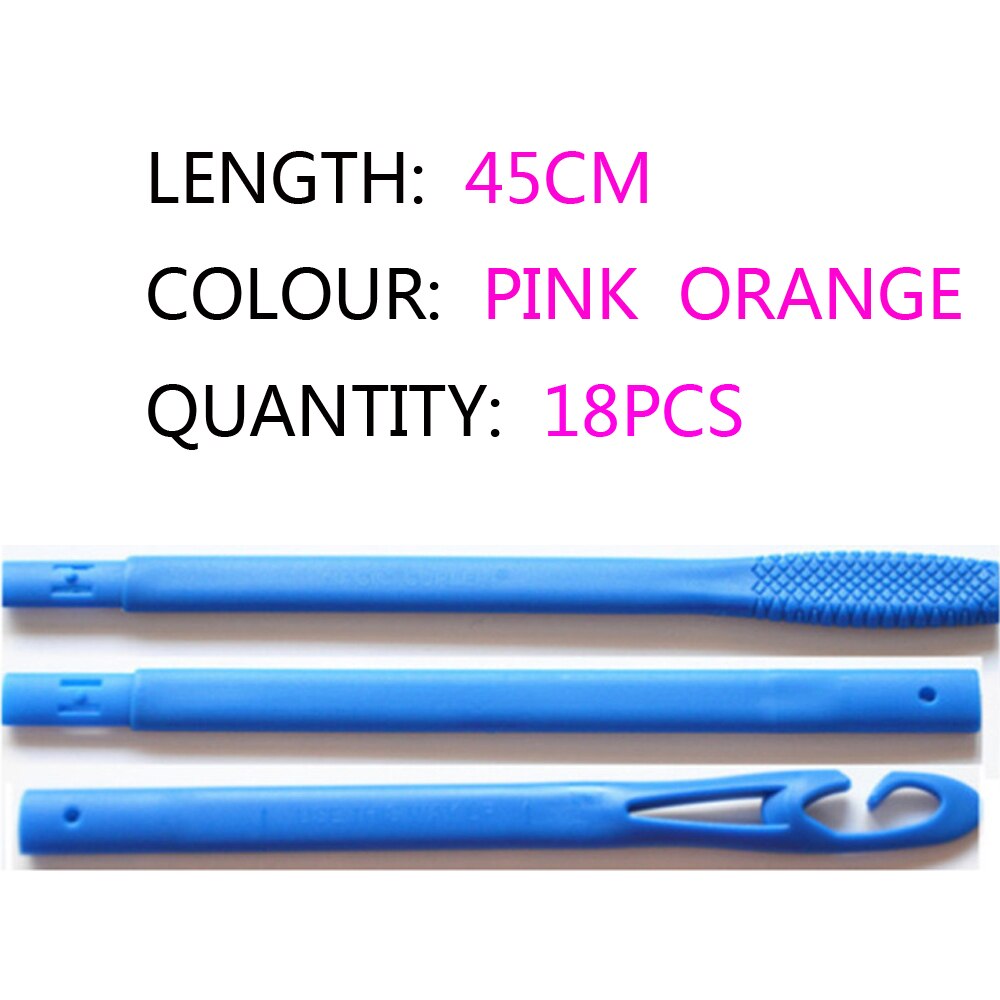 18 stuks 65 cm lange magische haarrollers spiraal diy haarrollers zachte haarrollers voor het krullen van haar plastic roller: 18 stuks 45cm
