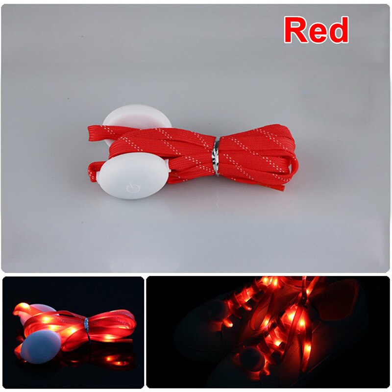 Cordones luminosos LED para zapatos deportivos, cordones luminosos para zapatos con luz de Flash redonda, pilas no incluidas, 1 par: Rojo
