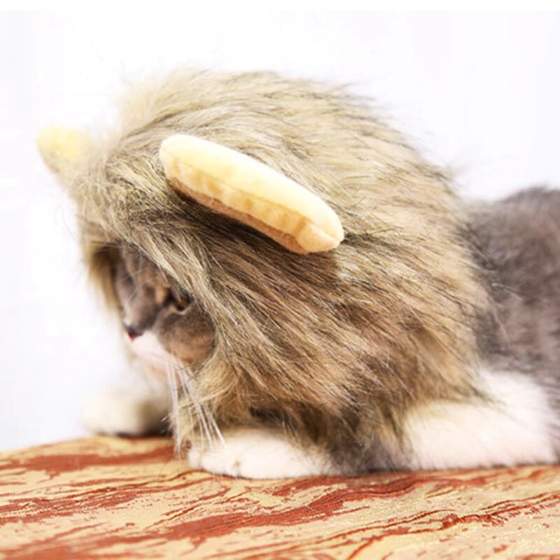 Små hunde katte hat emulering løvehår manke ører hoved kasket tørklæde kæledyr halloween festival kostume julekjole til hunde eller katte