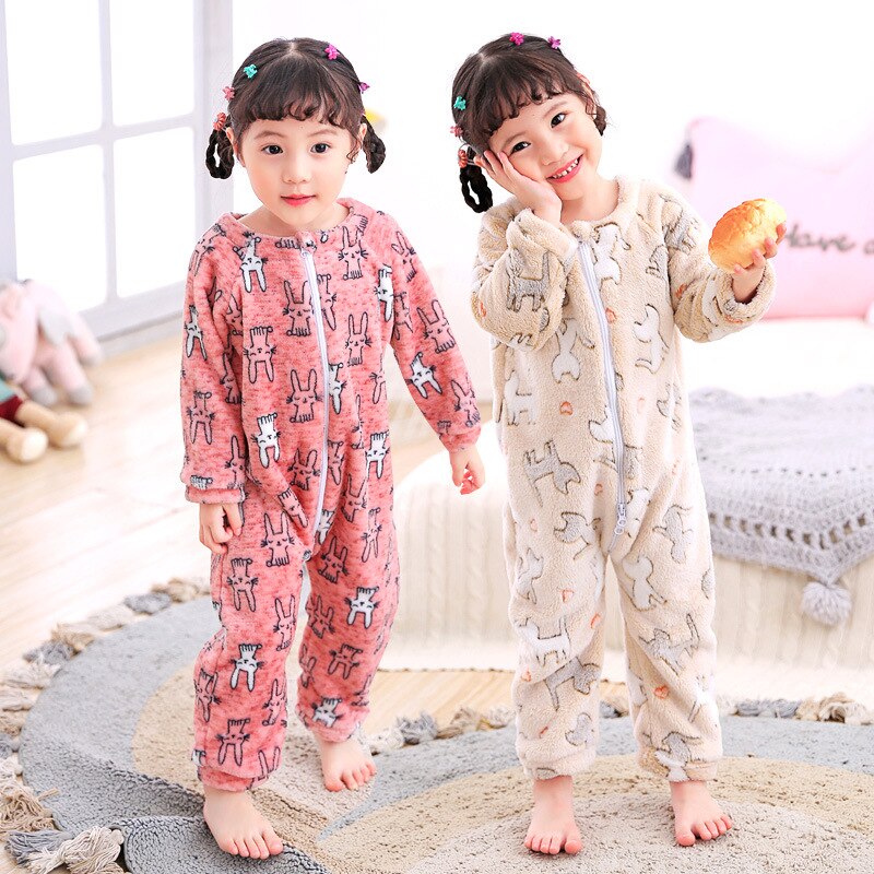 Pyjama une pièce en flanelle pour enfants, barboteuse chaude, corail, pour la maison, nouvelle , automne et hiver