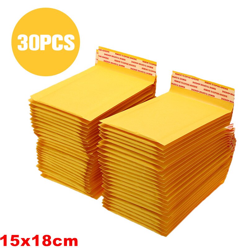10/30/50Pcs Bubble Durable Mailing Envelopes Bags For Mailer Packaging Self Seal Lined Wrap Logistics packing: Yellow 15x18cm 30Pcs