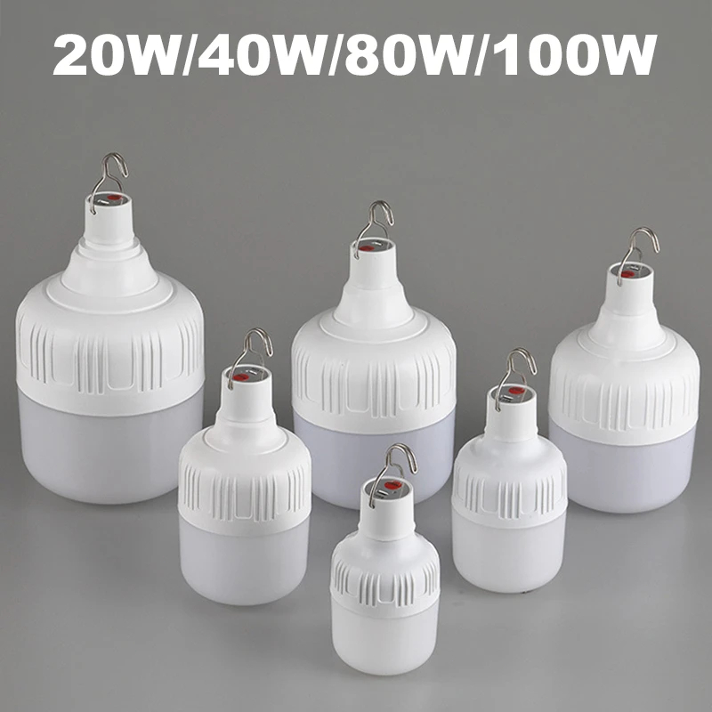 Outdoor Draagbare LED Verlichting USB Oplaadbare Camping LED Licht 20W 40W 80W 100W Waterdichte Lamp noodlantaarns LED Lamp