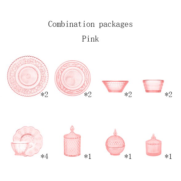 1:6 doll house mini model furniture accessories Glass texture combination （Including cups and saucers, fruit plates, salad bowl: Cherrypink