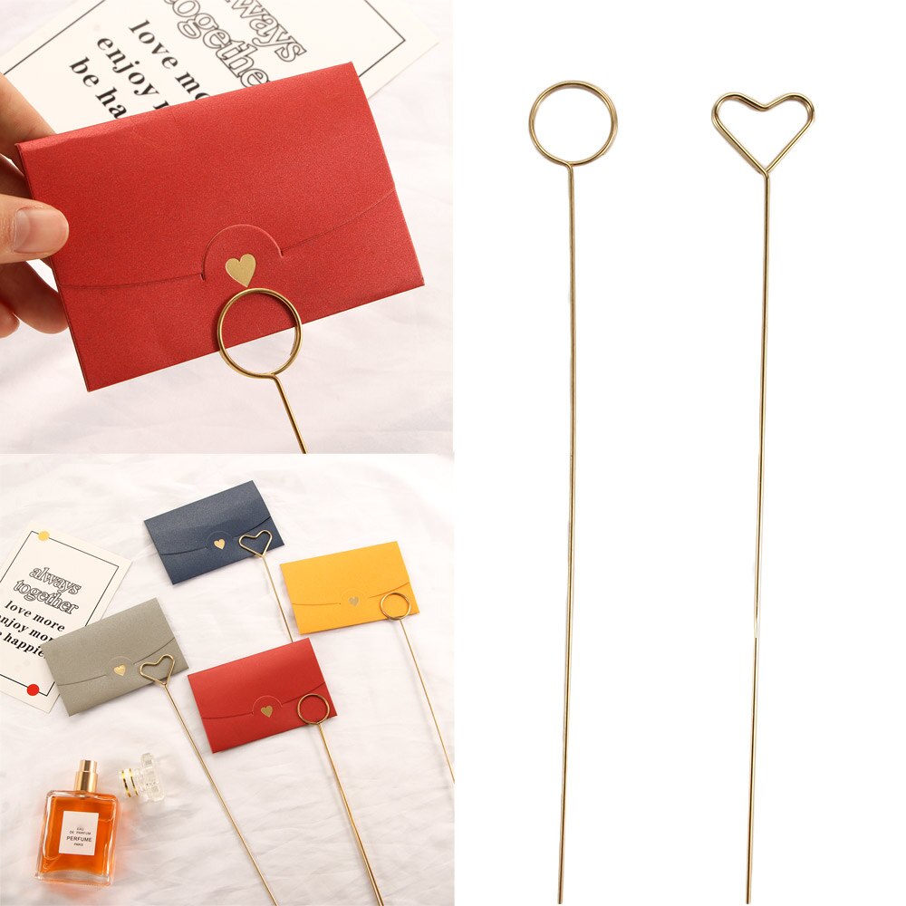 10 Pcs Art Card Holder Metal Postcard Clip Flower Bunch Special Message Card Stand For Party DIY Decoration