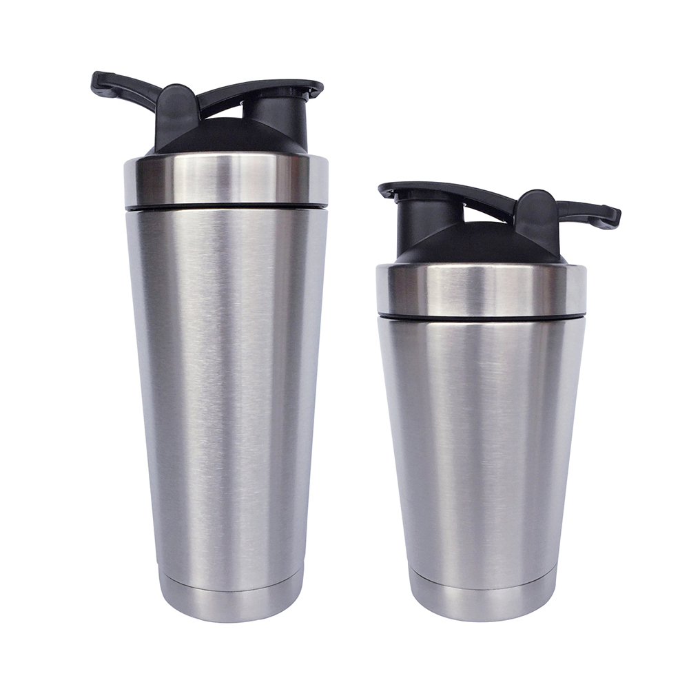 Shake glass to prevent leakage Stainless Steel Sport Water Bottle Protein Milkshake Shaker Cup + Shaking Ball