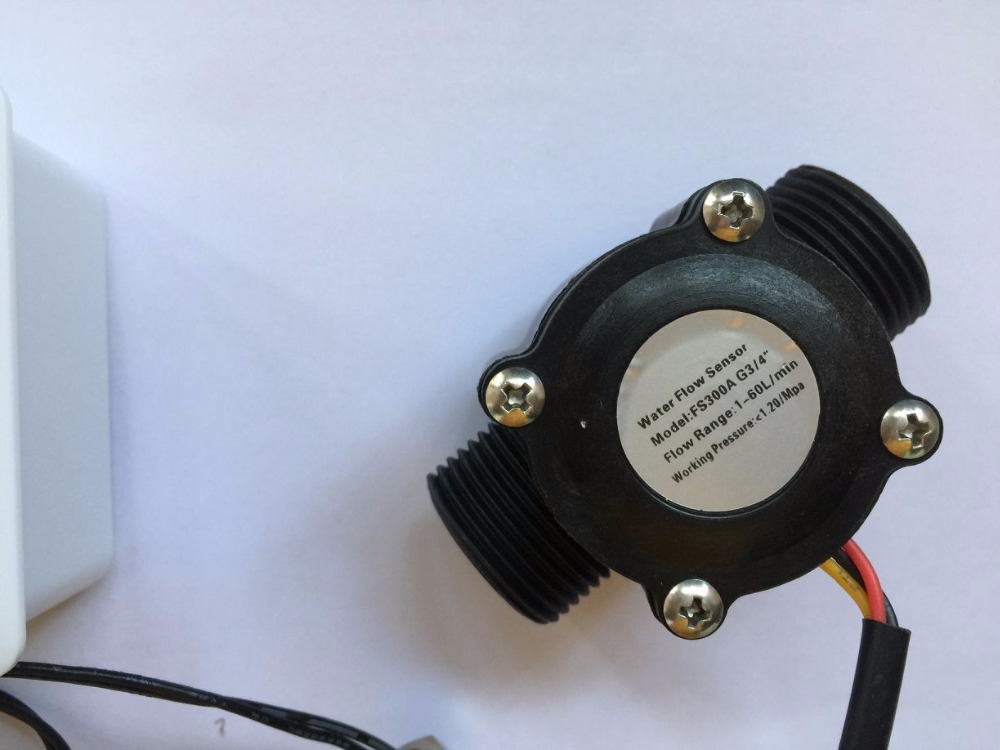 G3/4" Plastic Flow Sensor +LCD Display Digital Meter Temperature Measuring Litre Gal