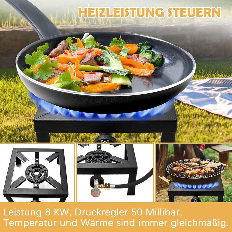 Cast Iron Single Burner Stove Camping Stove To Boil Water Portable Ring Boiling Large Burner Kit For Outdoor Hiking Cooking