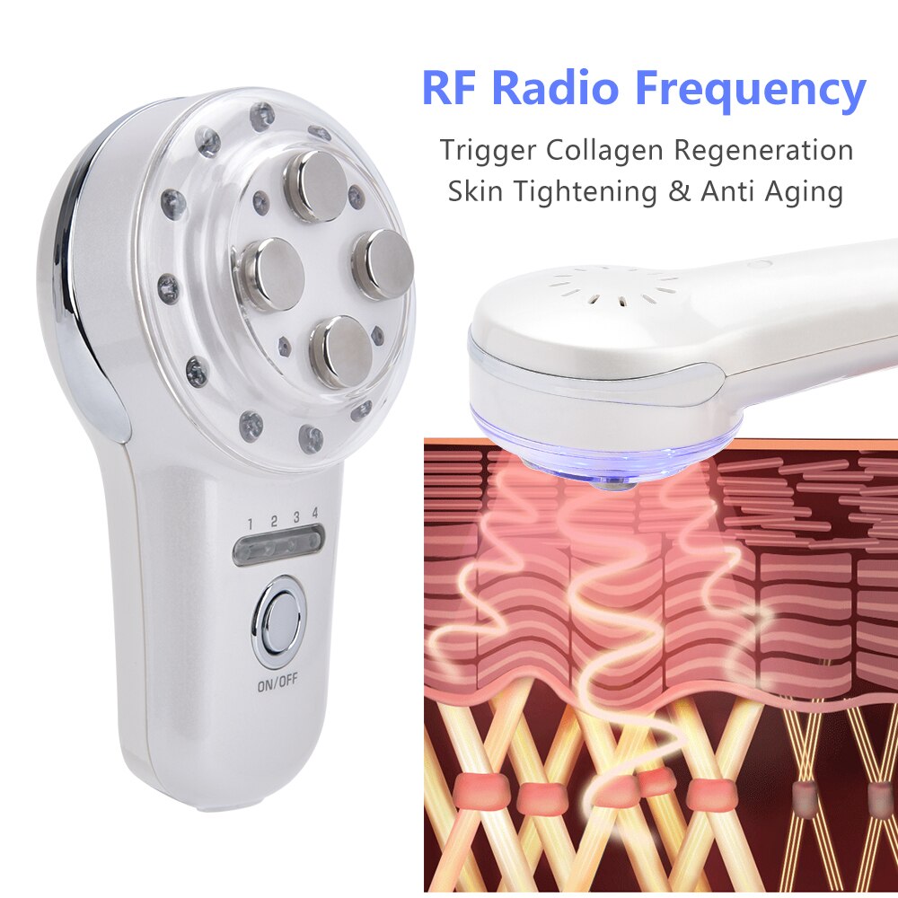 Mini Electric RF Radio Frequency Blue LED Light Photon Therapy EMS Skin Tightening Anti Aging Face Lifting Massage Beauty Device