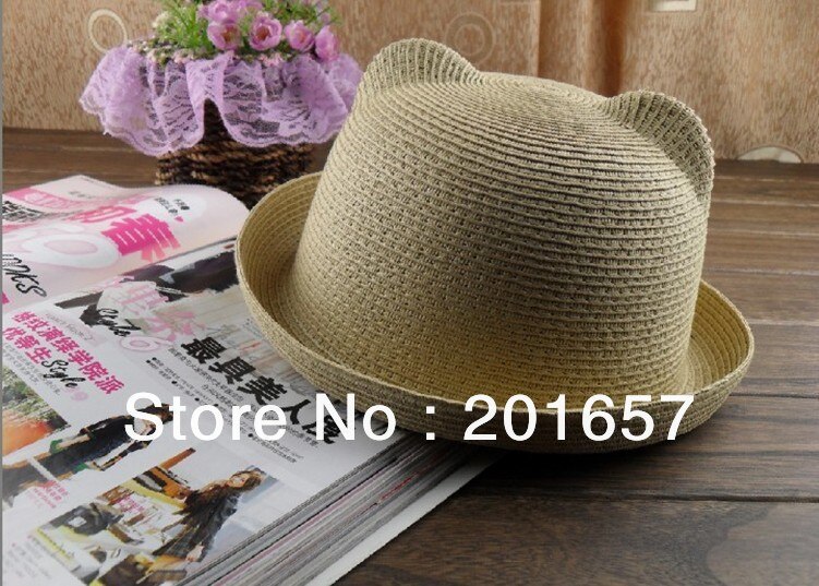 Women Wide Large Brim Floppy bohemia cat ear bunny ear adult Sun Straw Hat Cap