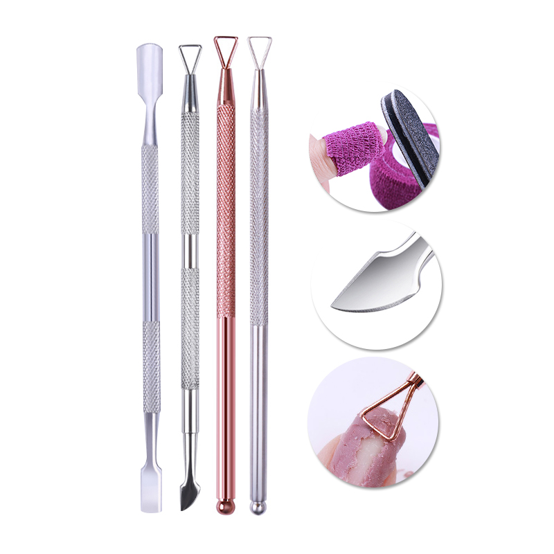 Dual-ended Stainless Steel Cuticle Remover Pusher UV Gel Remover Remove Bandage Adhesive Roll Manicure Nail Art Tool