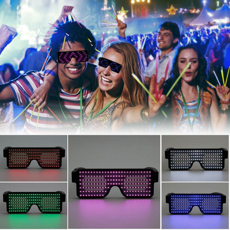 5 Colors Novelty LED Glasses Light Up Shades Glow Flashing Sunglasses Eyewear Nightclub Party 8 Modes Luminous Rave Decoration