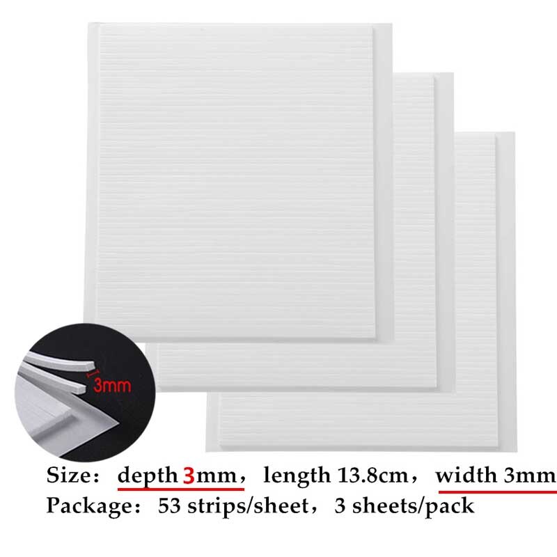 Bande adhésive Double face 3D en mousse, 3mm de profondeur, 5mm / 3mm de largeur, pour bricolage, fabrication de cartes Shaker, fournitures d&#39;artisanat pour Scrapbooking: 1 set 3mm