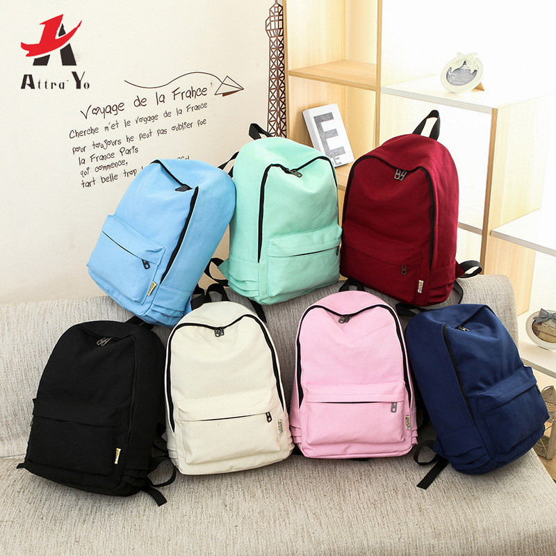 Attra-yo nouvelle femmes sac à dos couleur unie sac de voyage sac à bandoulière décontracté adolescente sac d'école sac à dos sac à dos