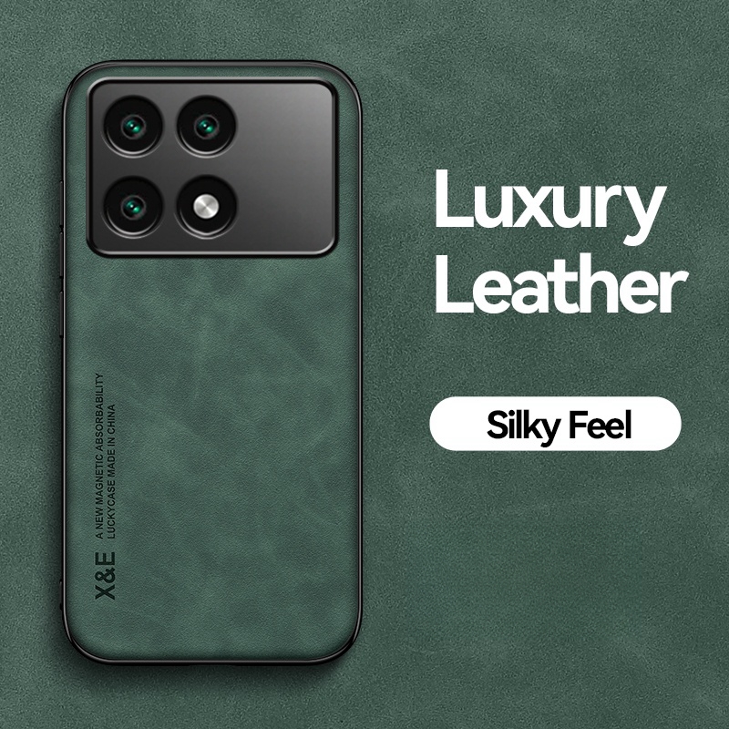 För xiaomi poco  x6 pro 5g fodral inbyggd metallplatta telefonfodral för pocox 6 pro  x 6 x6 pro magnetisk bilhållare läderbaksida: Blå