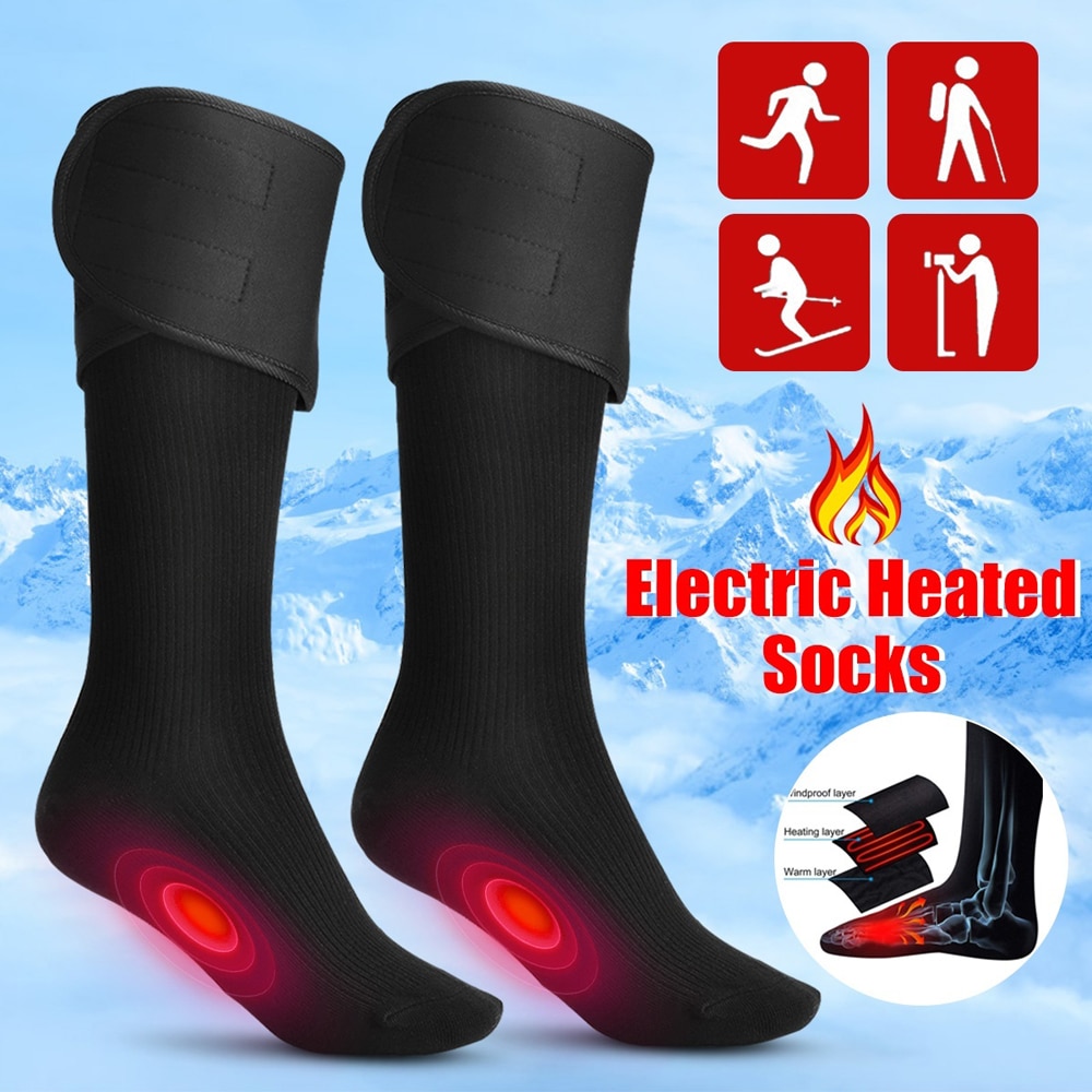 Batterie de charge électrique chaussettes en coton chauffées pieds thermique hiver plus chaussette de pied cyclisme ski unisexe moto accessoires