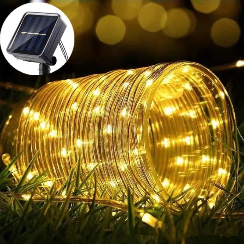 Luces de cuerda solares para exteriores, cadena de luces LED, 8 modos, luces de manguera de jardín, decorativas, boda, Navidad, Halloween, Patio, porche, piscina: changeable / 0,5 W