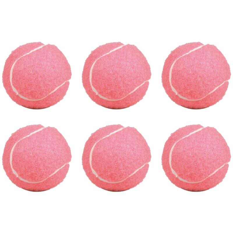 6 stk pakke rosa tennisballer slitesterke elastiske treningsballer 66mm damer nybegynnere trener tennisball for klubb: Default Title