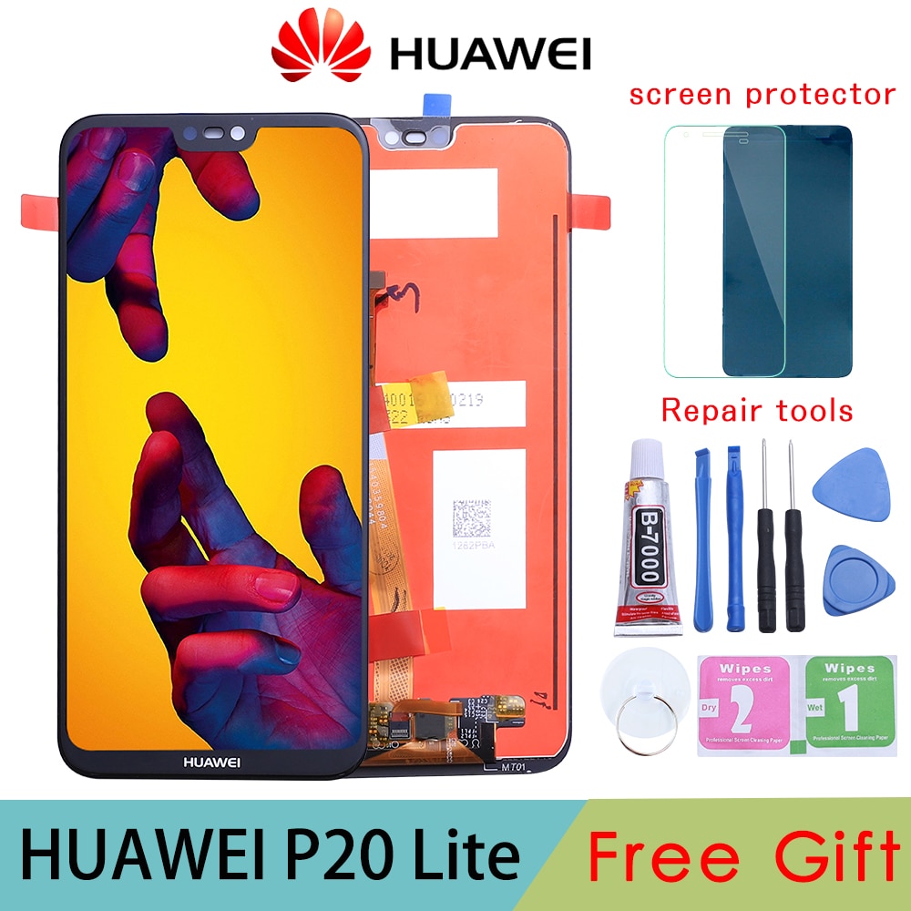 Tela lcd com moldura para huawei p20 lite, tela de lcd com 2280*1080 qualidade aaa para huawei p20 lite ANE-LX1 ANE-LX3 nova 3e