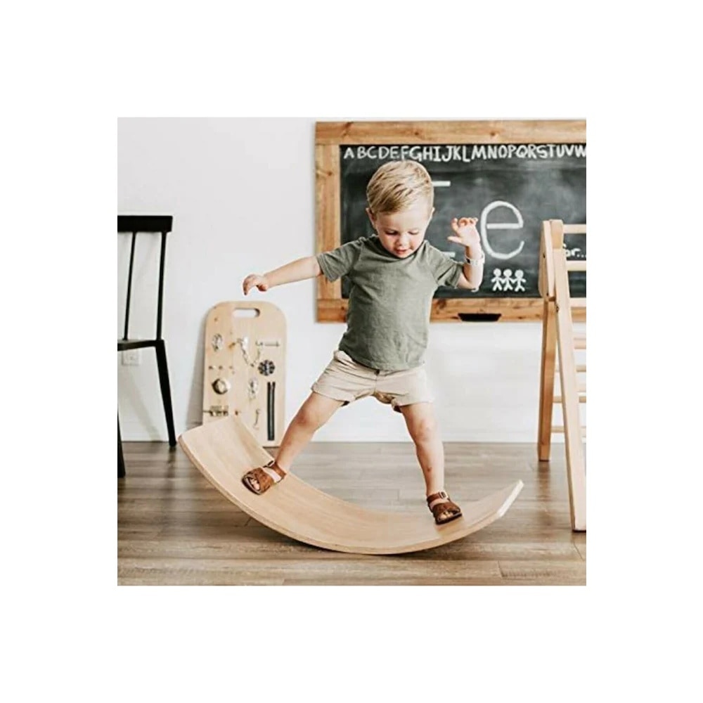 Yoga trä balansbräda barn vuxen sportbräda balansbräda 50 x27cm plywood plattform