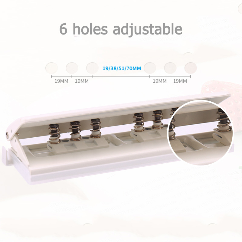 Perforadora de papel para manualidades, cortador de 6 agujeros de Metal, ajustable, para manualidades, A4, A5, A6, papel de hoja suelta, papelería de oficina