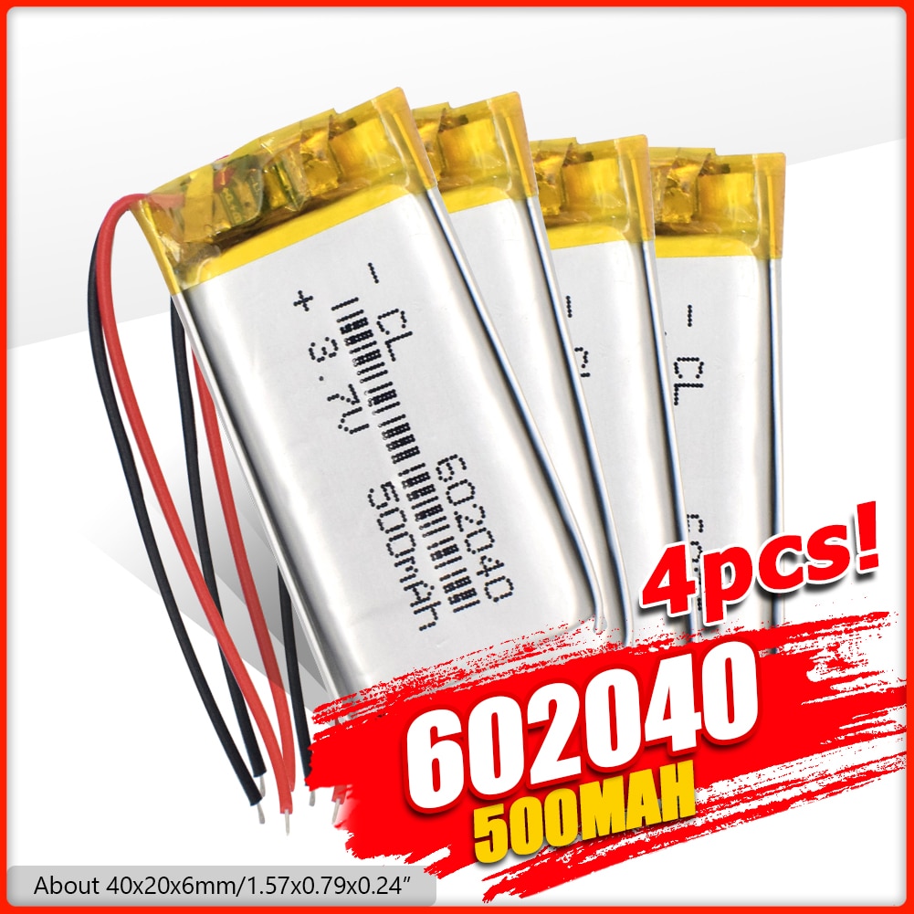Posthuman 602040 li- ion batteri 3.7v 500 mah til gps  mp3 mid psp bluetooth højttaler li-po genopladeligt batteri 602040 40 x 20 x 6mm