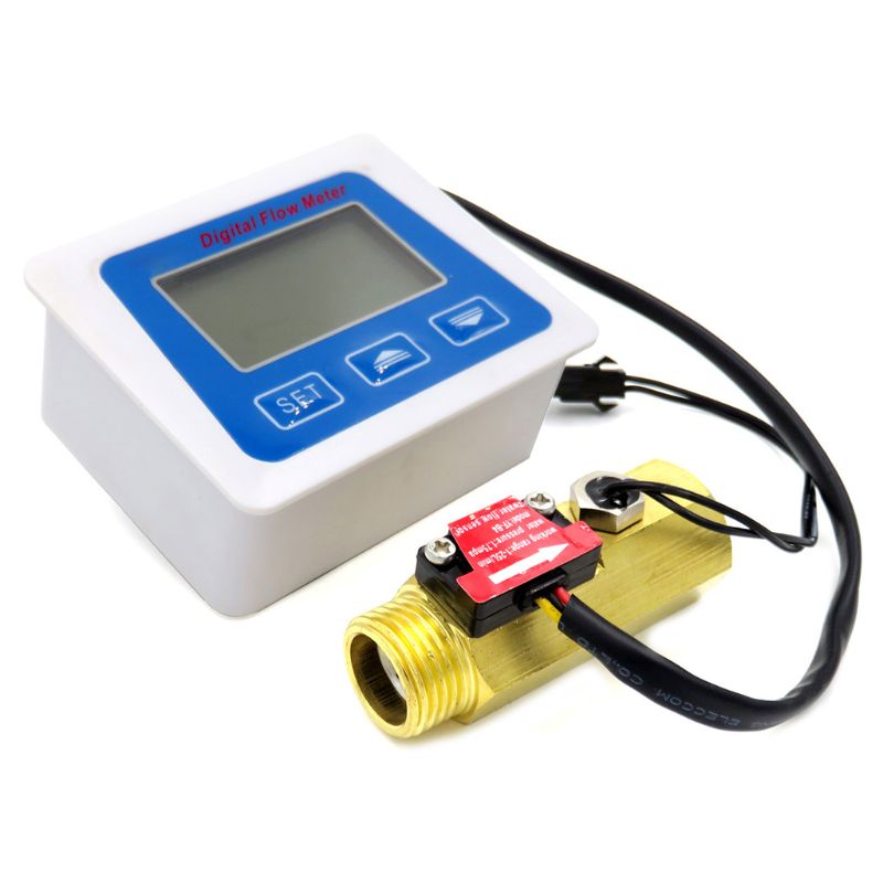 Digital lcd-skærm vandstrømssensormåler flowmåler rotameter temperatur  a5yd