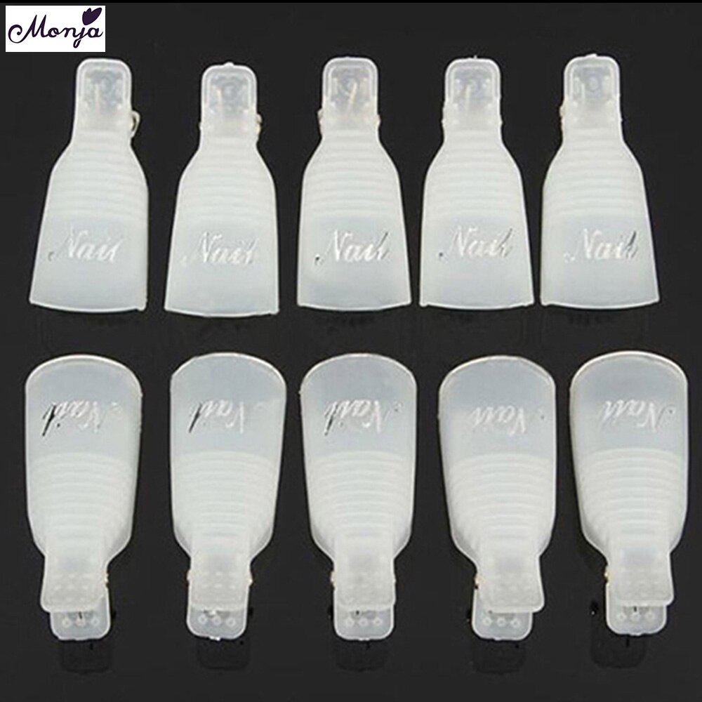 10pcs Wearable Acrylic Nail Clip Nail Polish Removers Plastic Nail Art Soaker Caps Clip UV Gel Tool Resurrection Clip