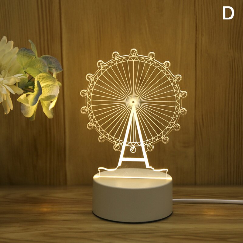 Acrylic 3D Night Light Elk Love Pattern Night Light LED Romantic Light: D