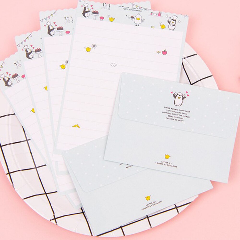 Envelopes 4 Sheet Letter Paper Set Love Flower Letter Paper Cute Letters Writing Paper Letter Envelope Office Supplies