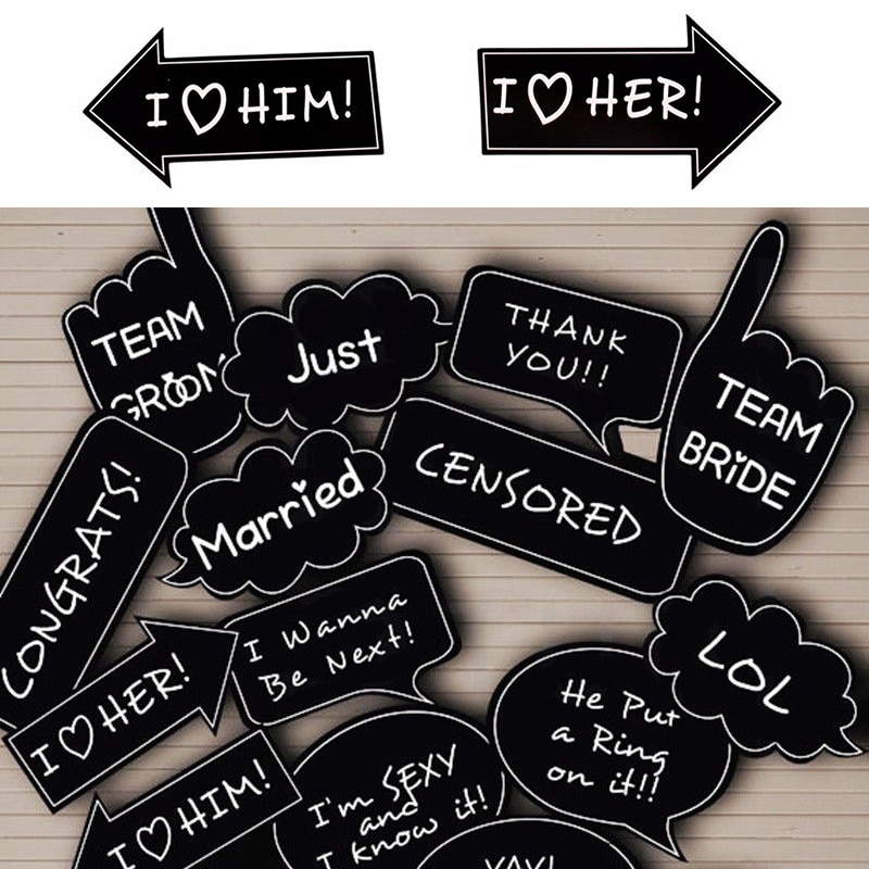 Just Married Photo Booth Team Bride Groom Bridal Shower Party Wedding Decoration