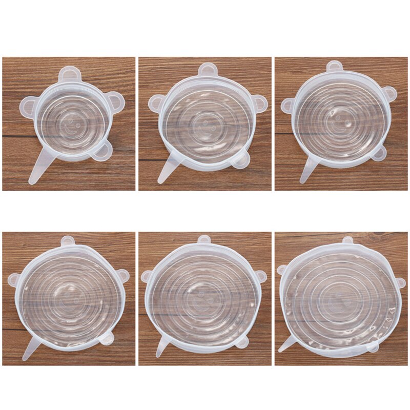 Silicone Fresh Covers 6 Pcs /Set Stretchable Silicone Covers Fresh-keeping Covers Reusable Stretch Pot Lids Cover Cookware Parts