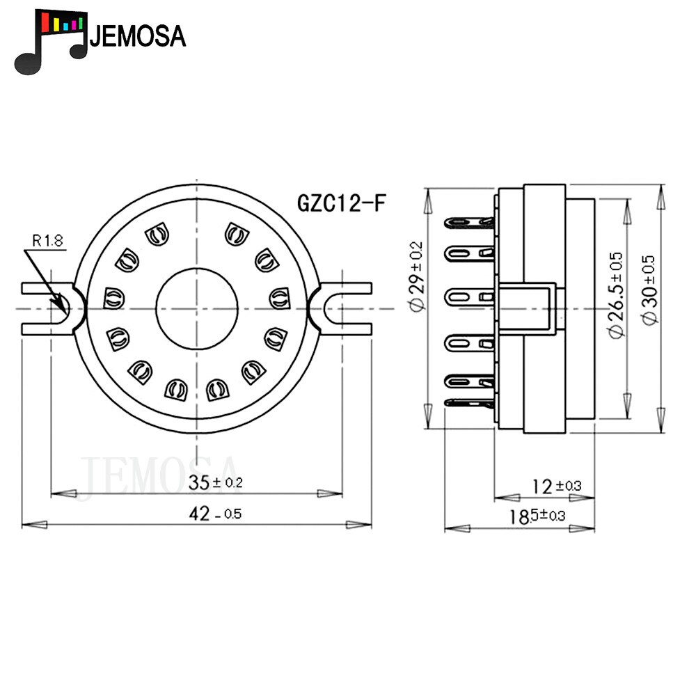 10Pcs 12Pins Keramische Buis Socket GZC12-F Elektron Buisvoet 9MN8 8AC9 50CA10 Vacuüm Buis Diy Hifi Audio Versterker